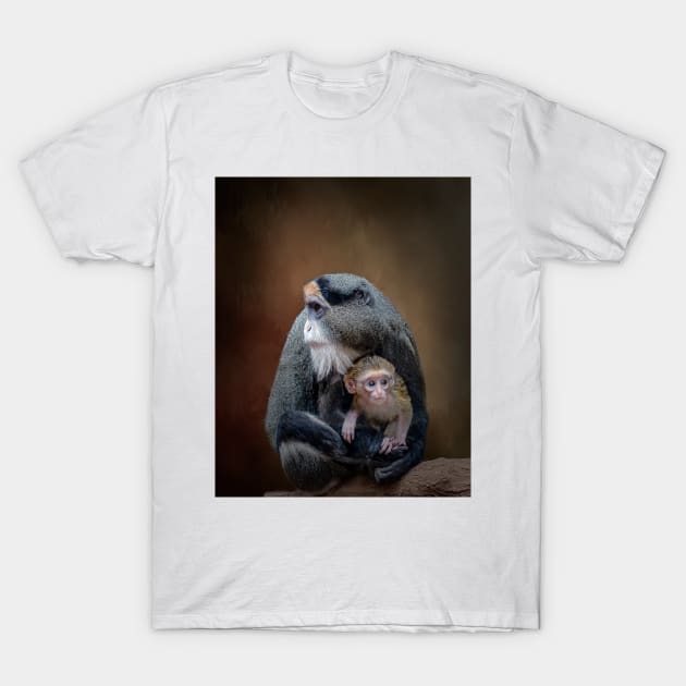 De Brazza's Monkey Babysitting T-Shirt by Tarrby